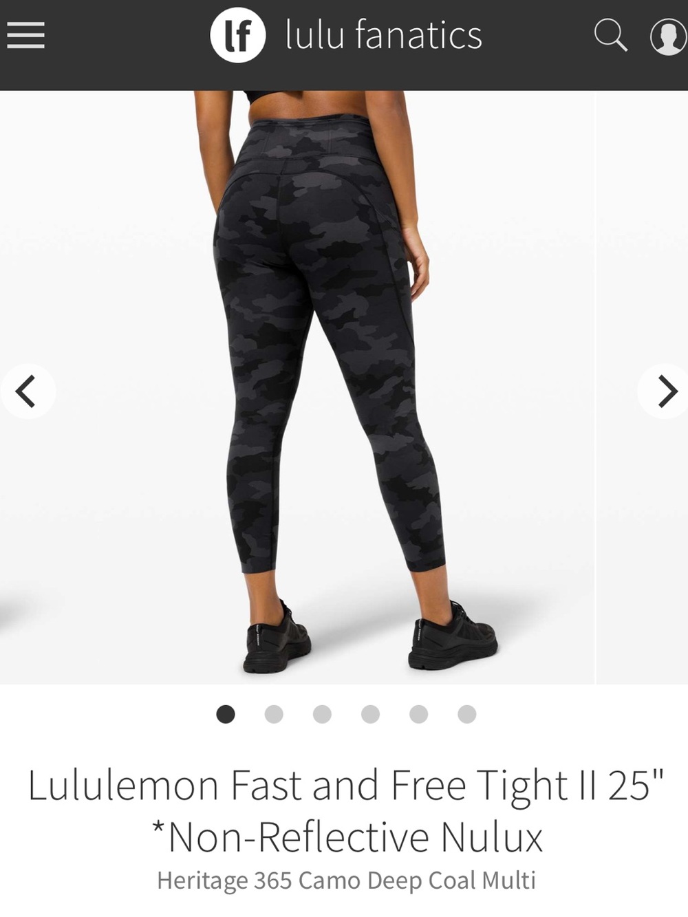 Lululemon Fast and Free Tight II 25" *Non-Reflective Nulux Size 12